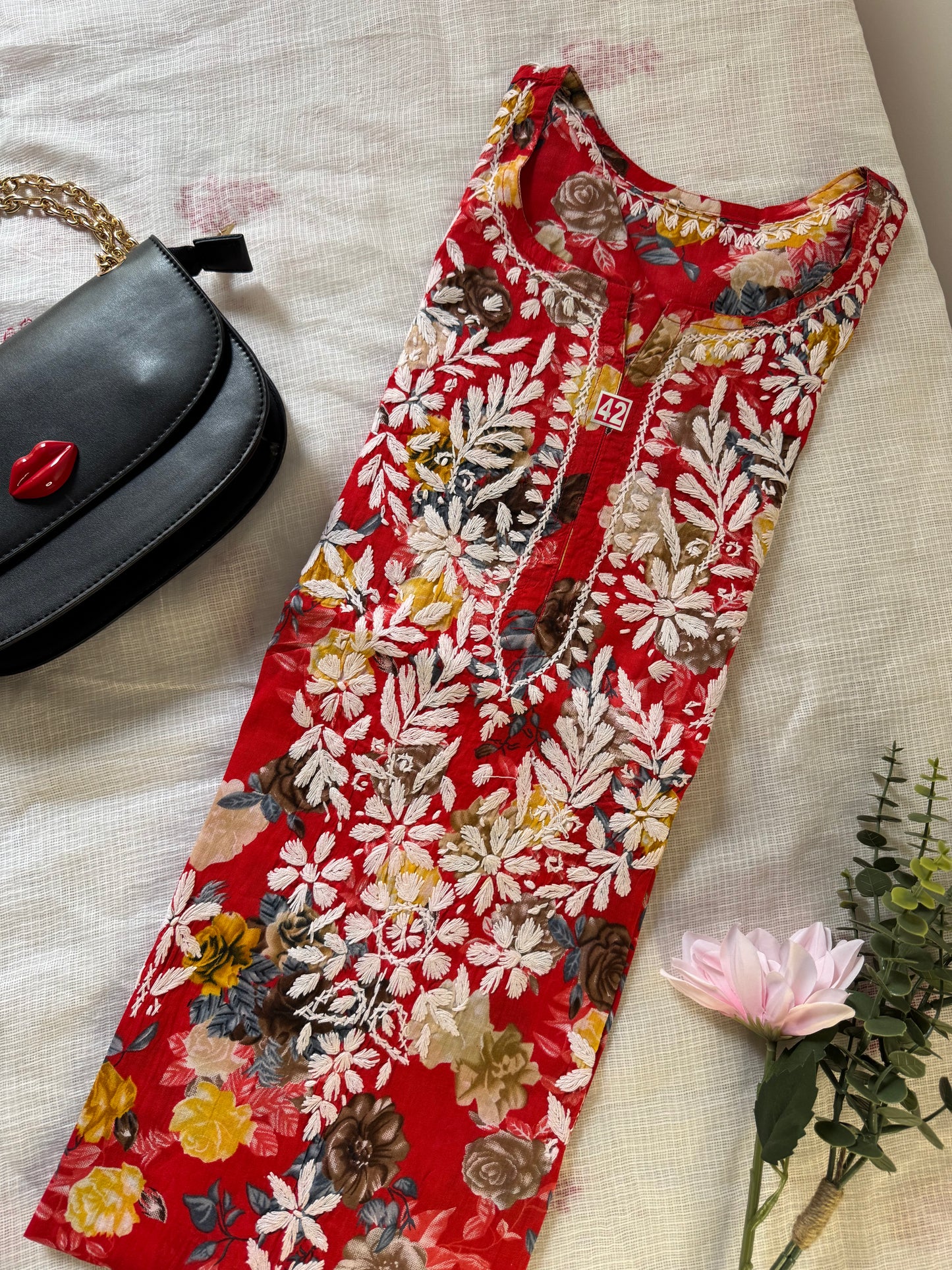 SARA Mul Kurti - Red