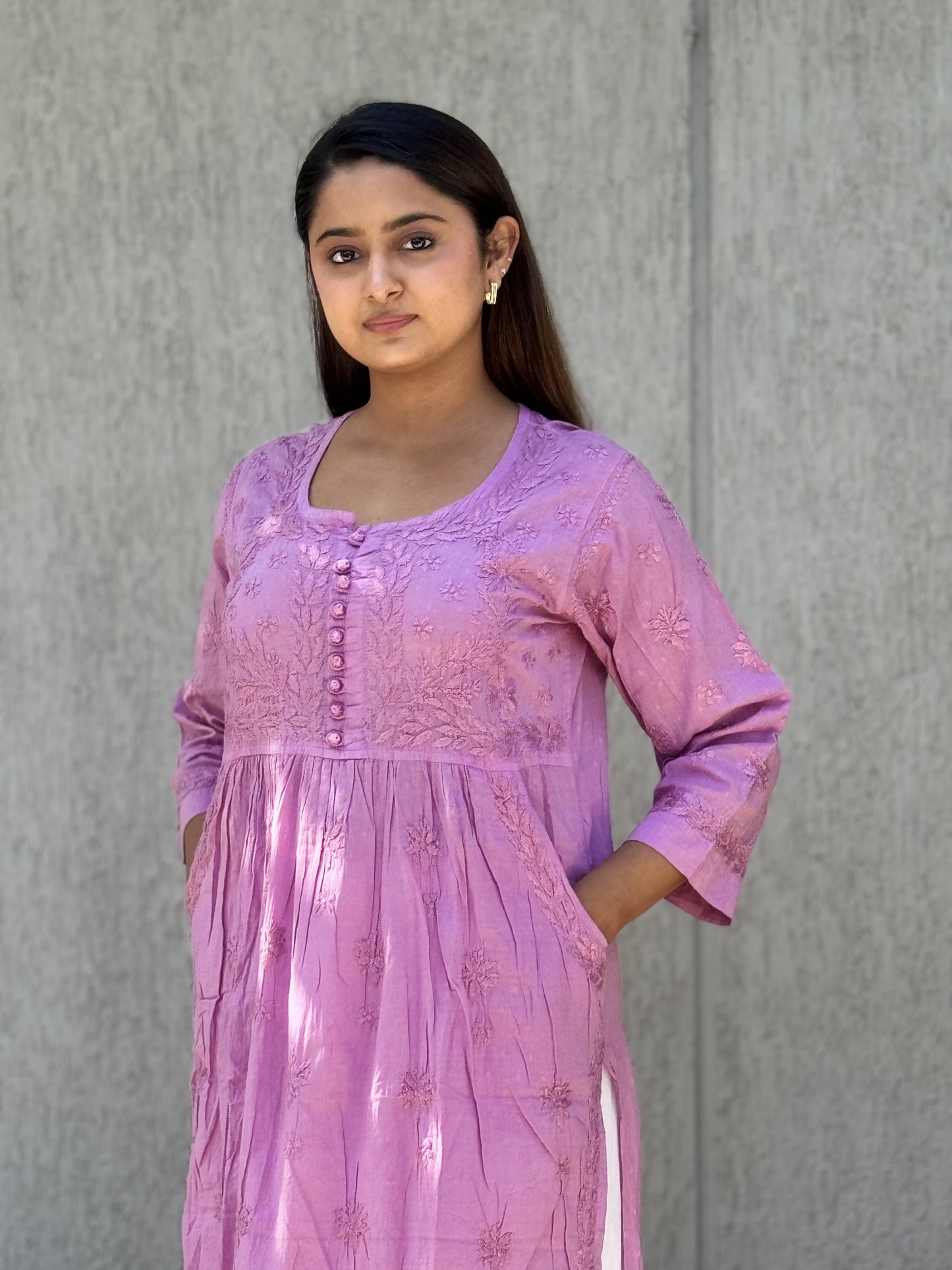 JASMINE Cotton Kurti - Dusty Purple