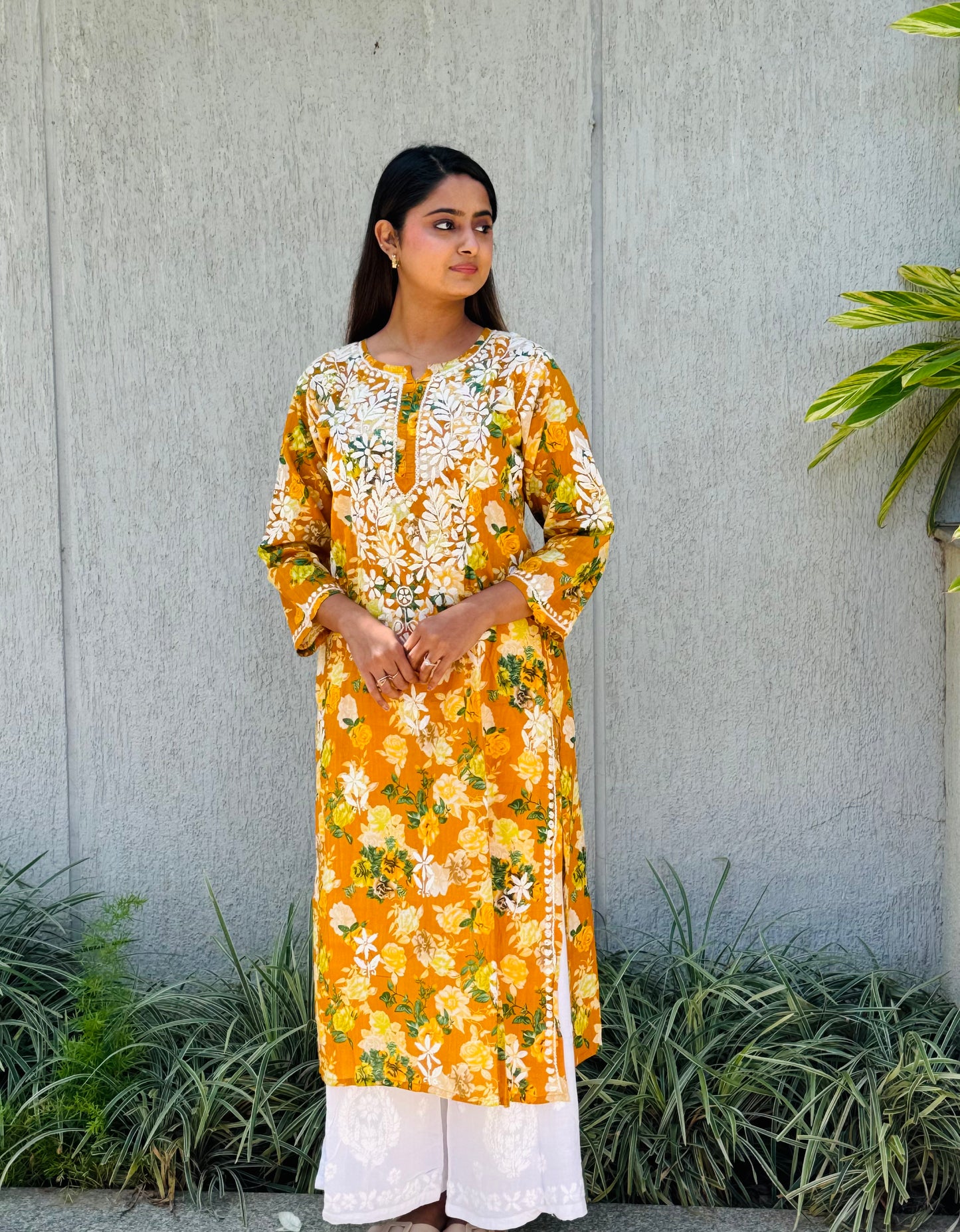 SARA Mul Kurti - Yellow