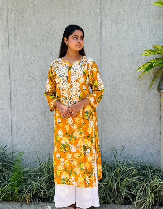 SARA Mul Kurti - Yellow