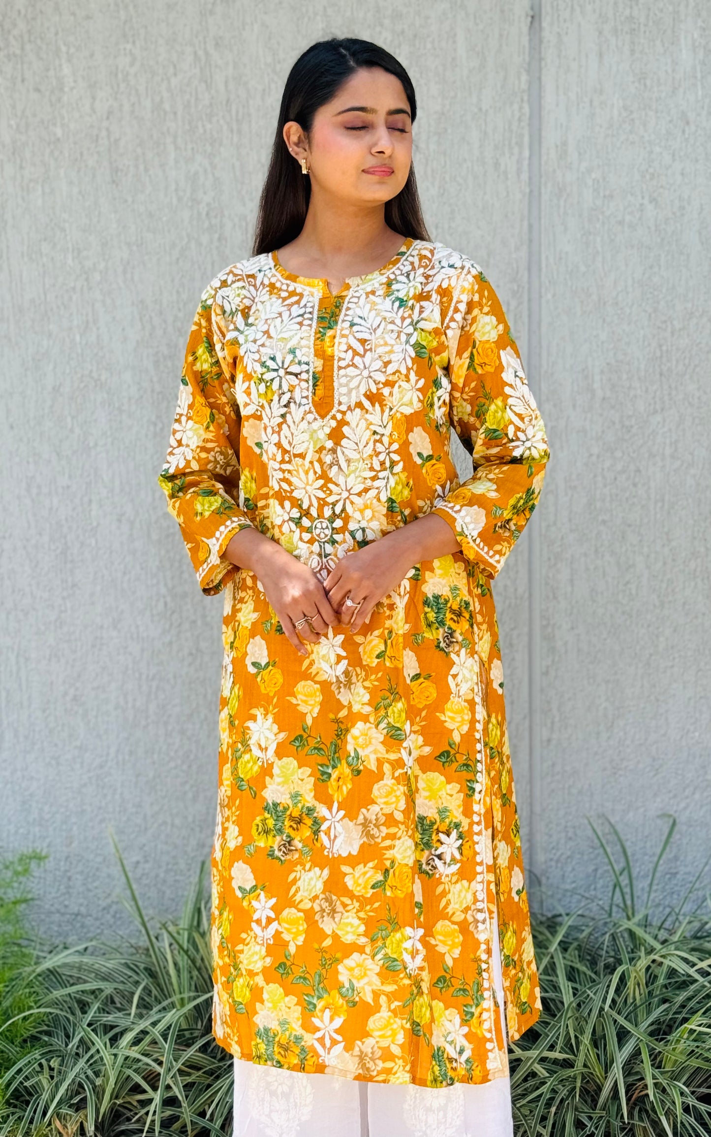 SARA Mul Kurti - Yellow