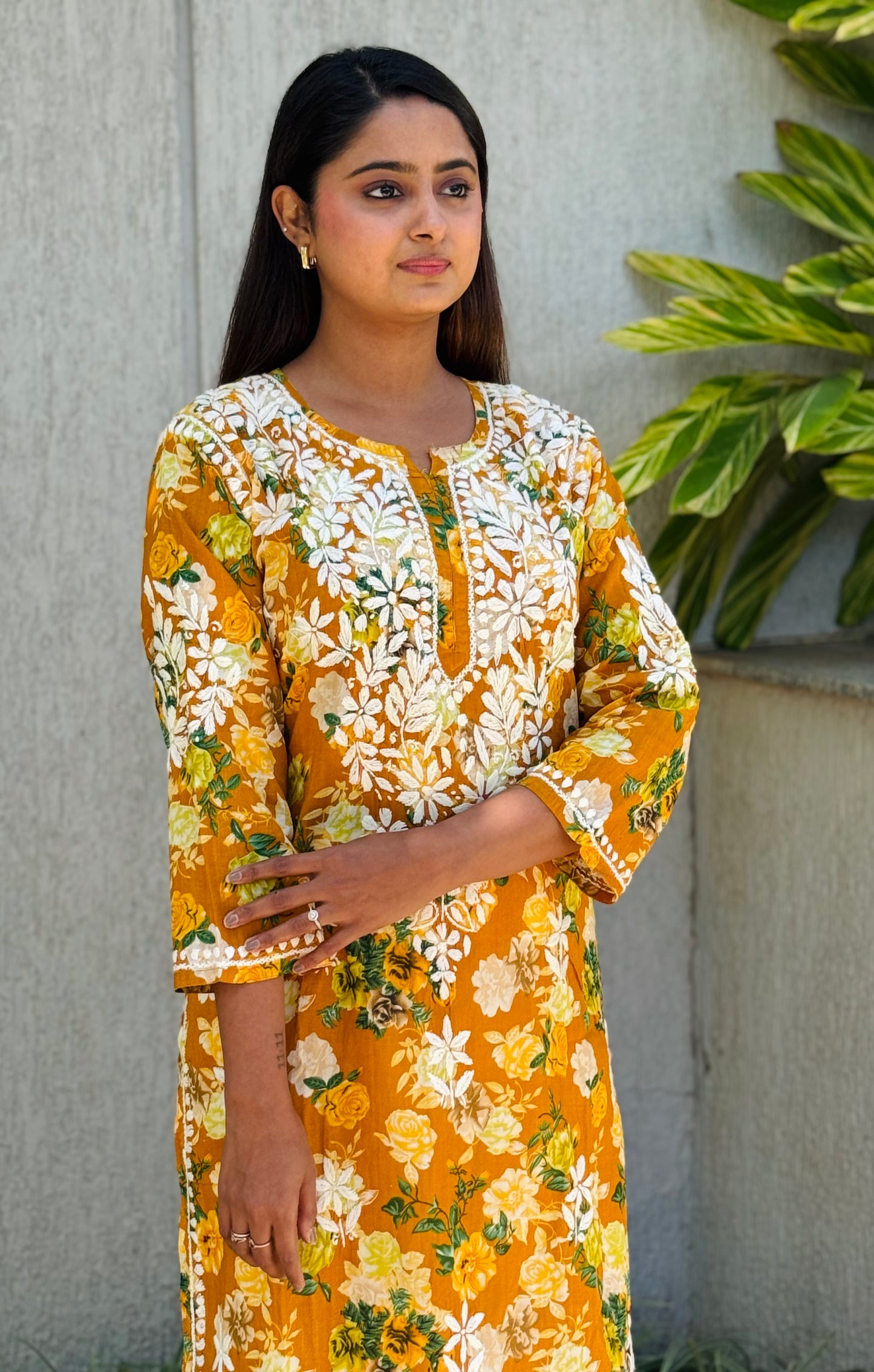 SARA Mul Kurti - Yellow