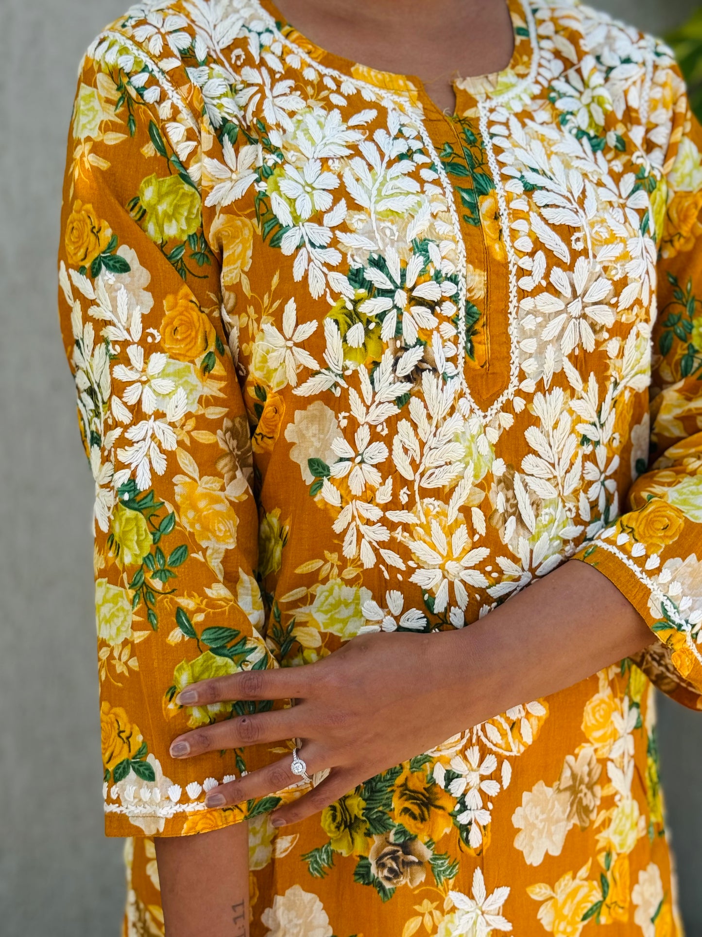 SARA Mul Kurti - Yellow