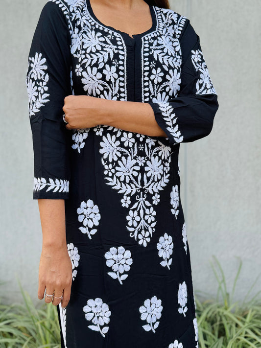 RUHI Pure Modal Kurti - Black