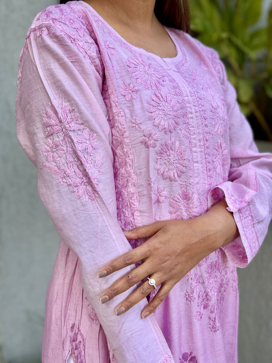 RAESHA Chanderi Cotton Kurti -  Baby Pink