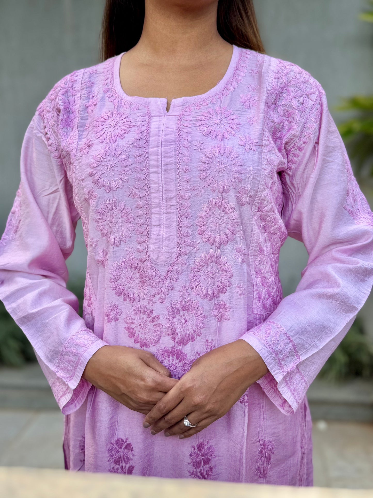 RAESHA Chanderi Cotton Kurti - Baby Pink