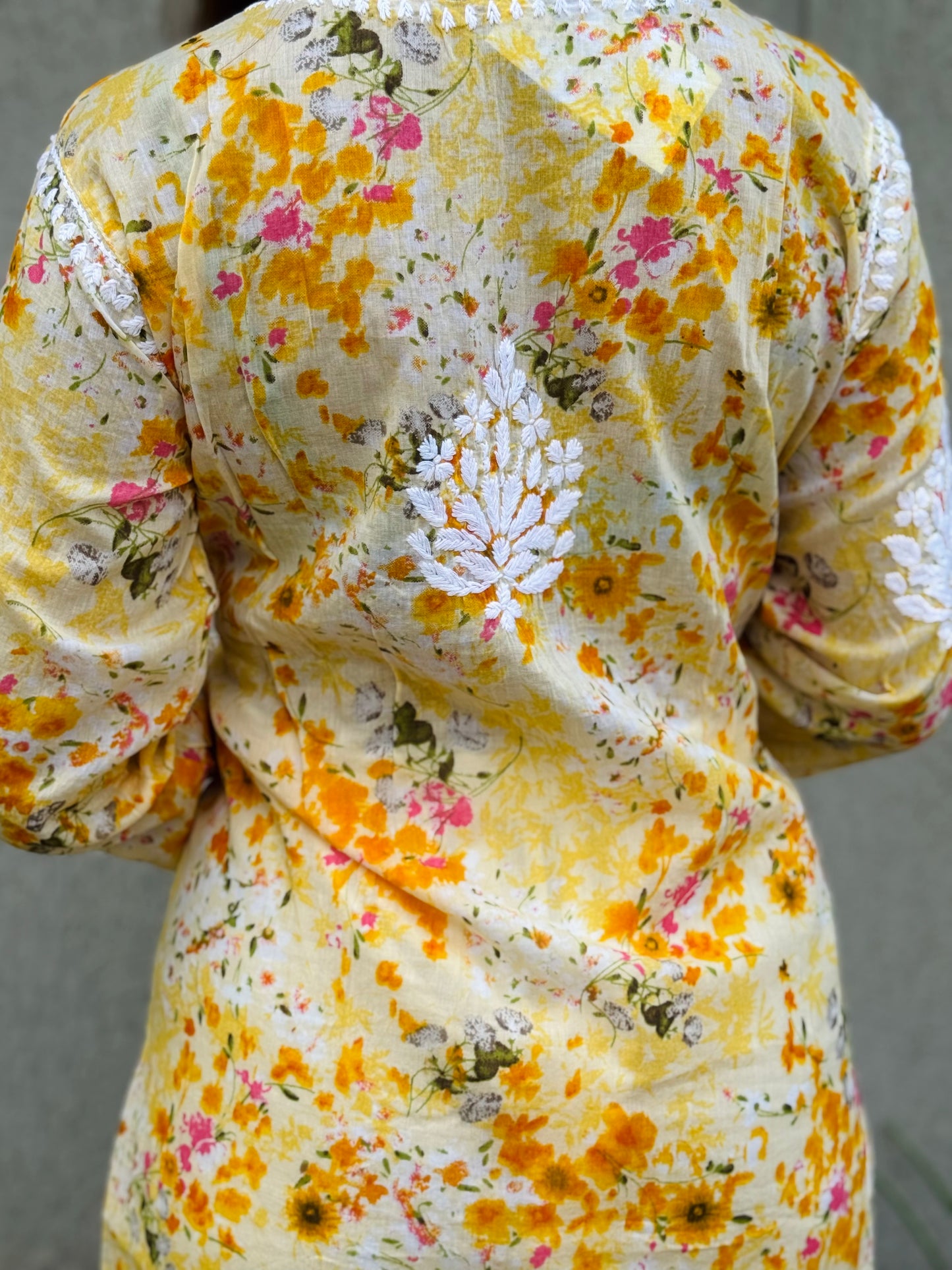 SARA Mul Kurti - Yellow Floral