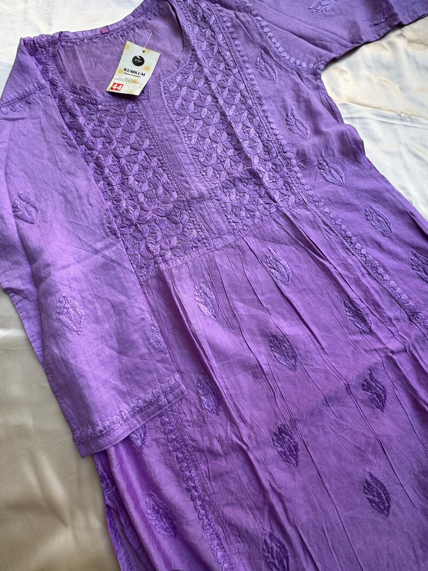 RAESHA Chanderi Cotton Kurti - Dark Purple