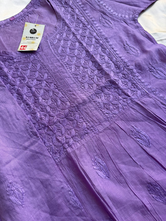 RAESHA Chanderi Cotton Kurti - Dark Purple