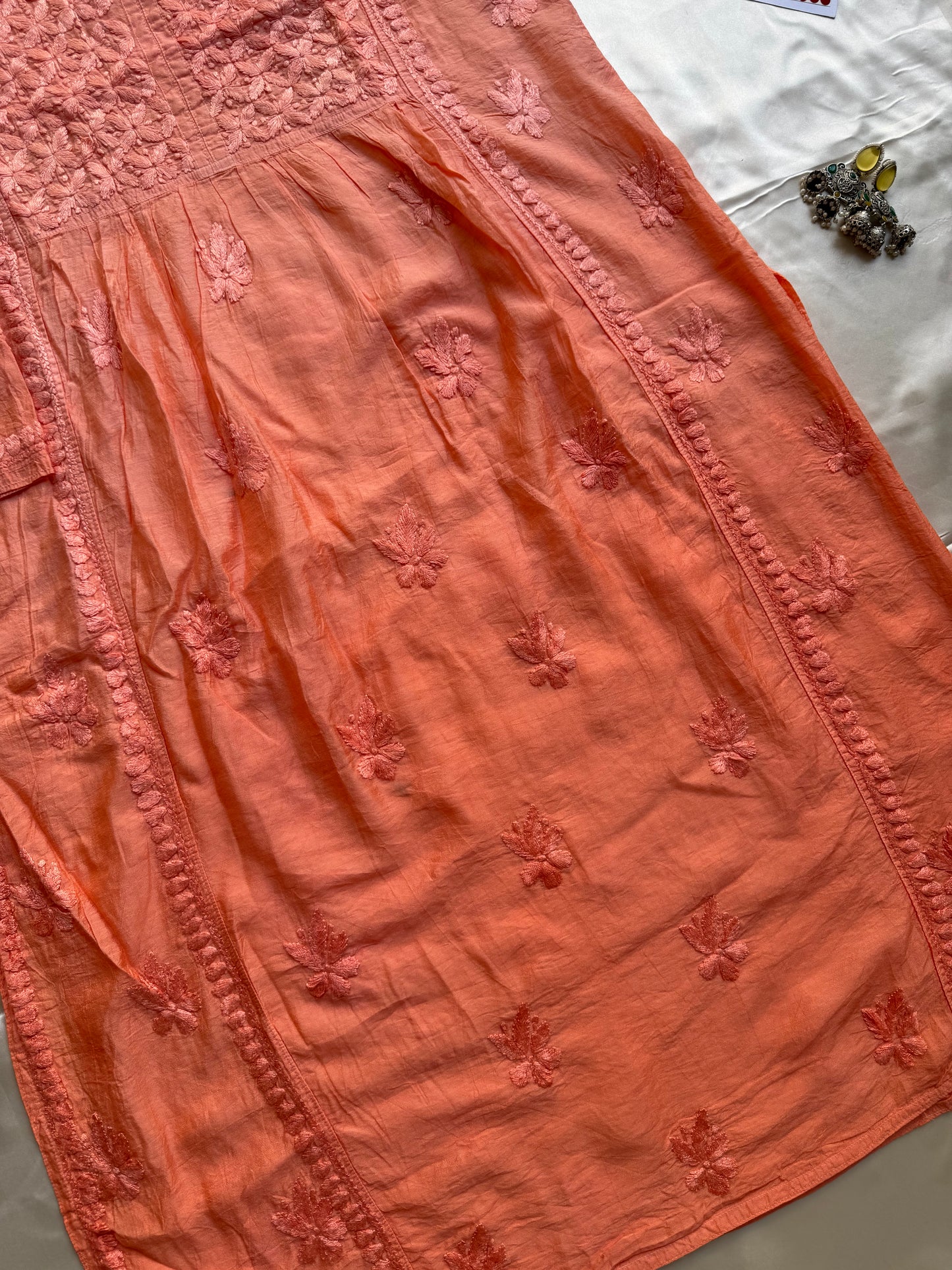 RAESHA Chanderi Cotton Kurti - Dark Peach