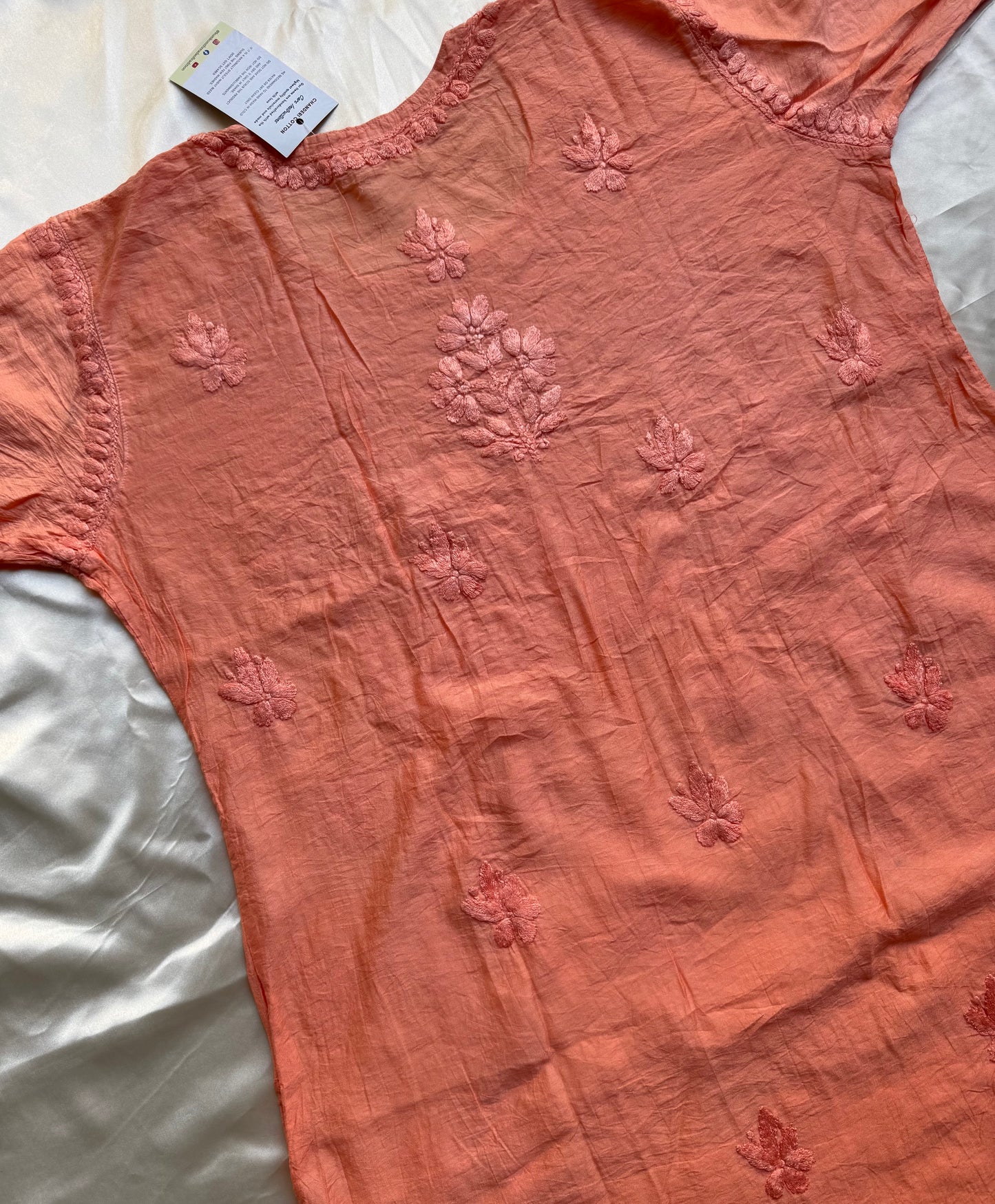RAESHA Chanderi Cotton Kurti - Dark Peach