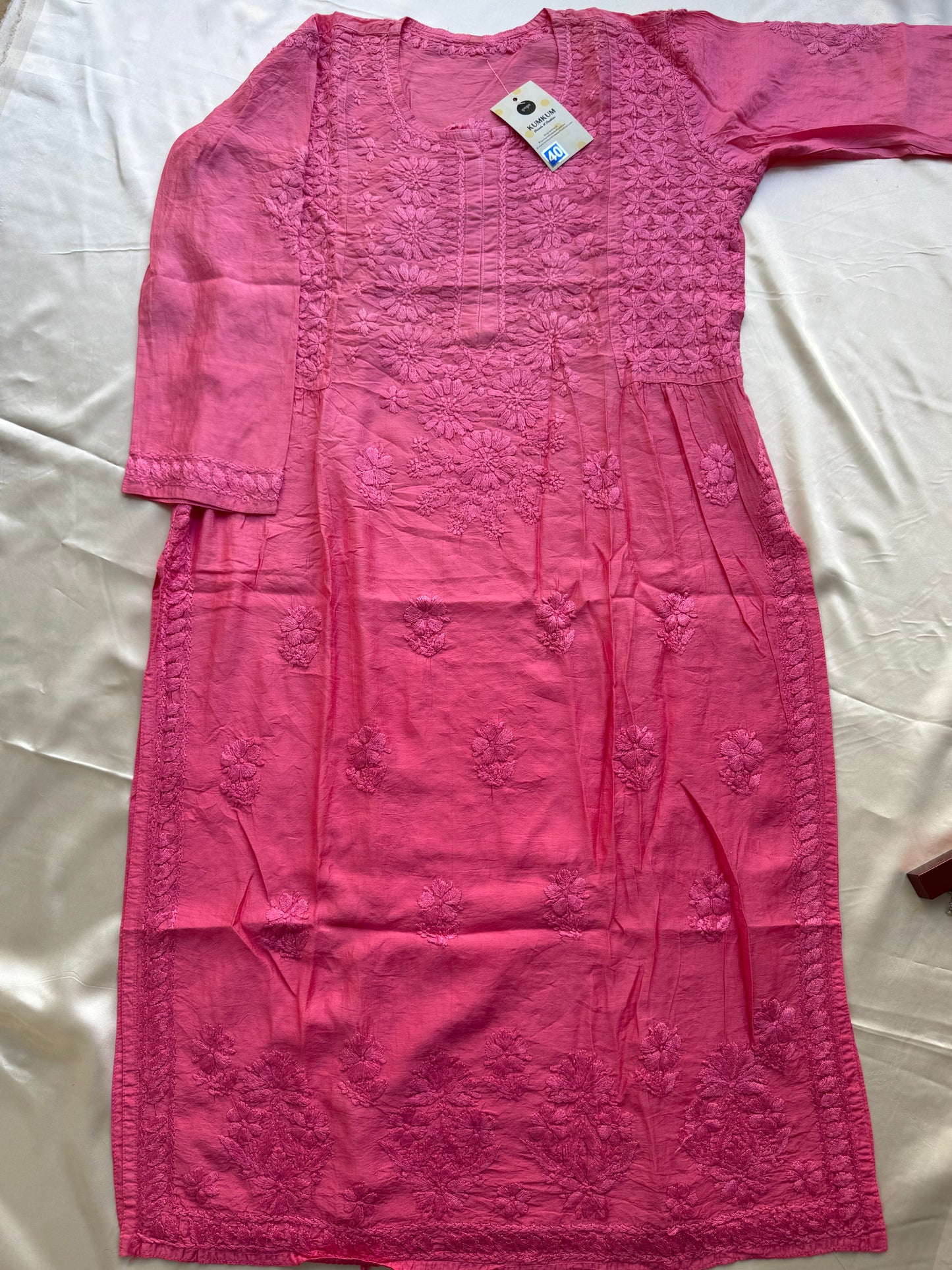 RAESHA Chanderi Cotton Kurti - Dark Pink