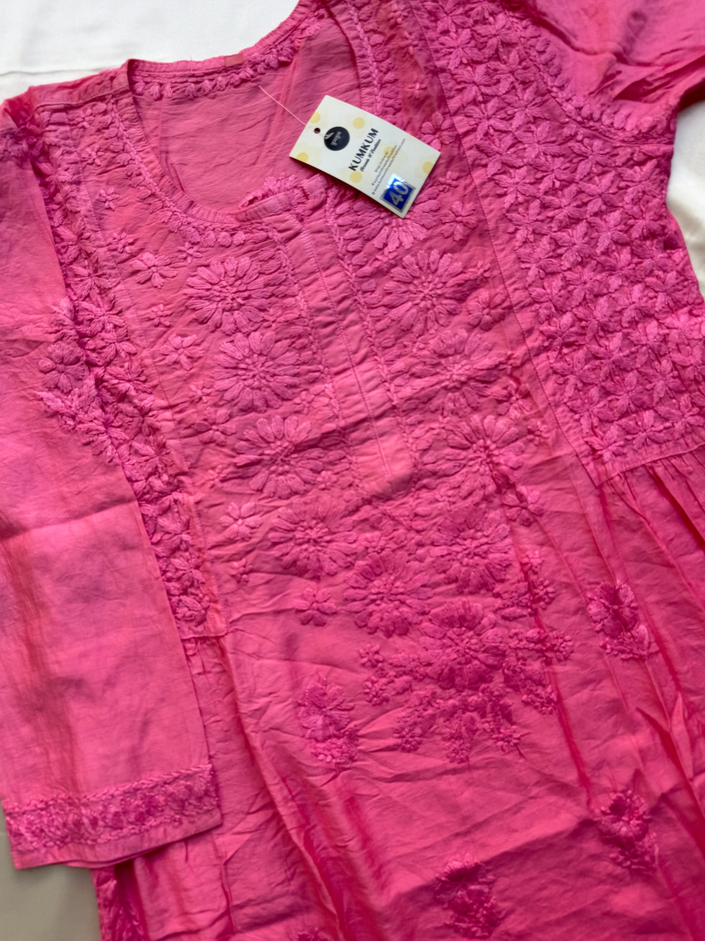 RAESHA Chanderi Cotton Kurti - Dark Pink