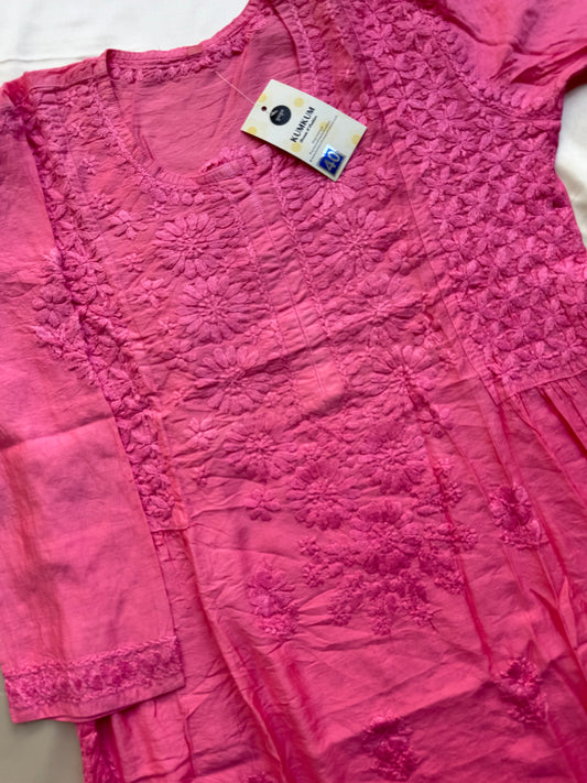 RAESHA Chanderi Cotton Kurti -  Dark Pink