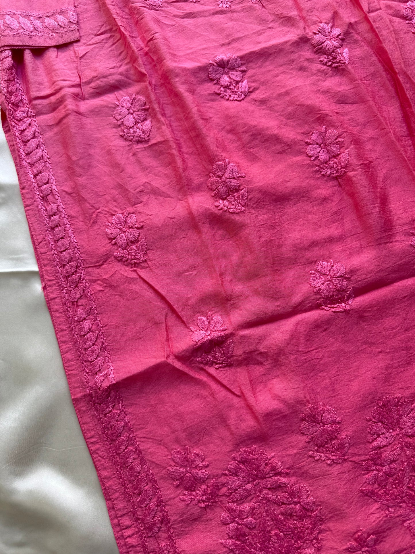 RAESHA Chanderi Cotton Kurti - Dark Pink
