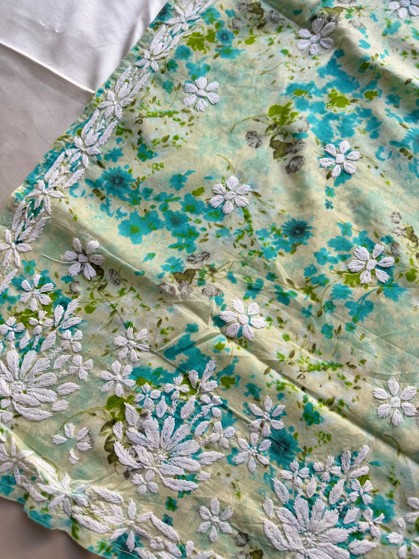 SARA Mul Kurti - Green Floral