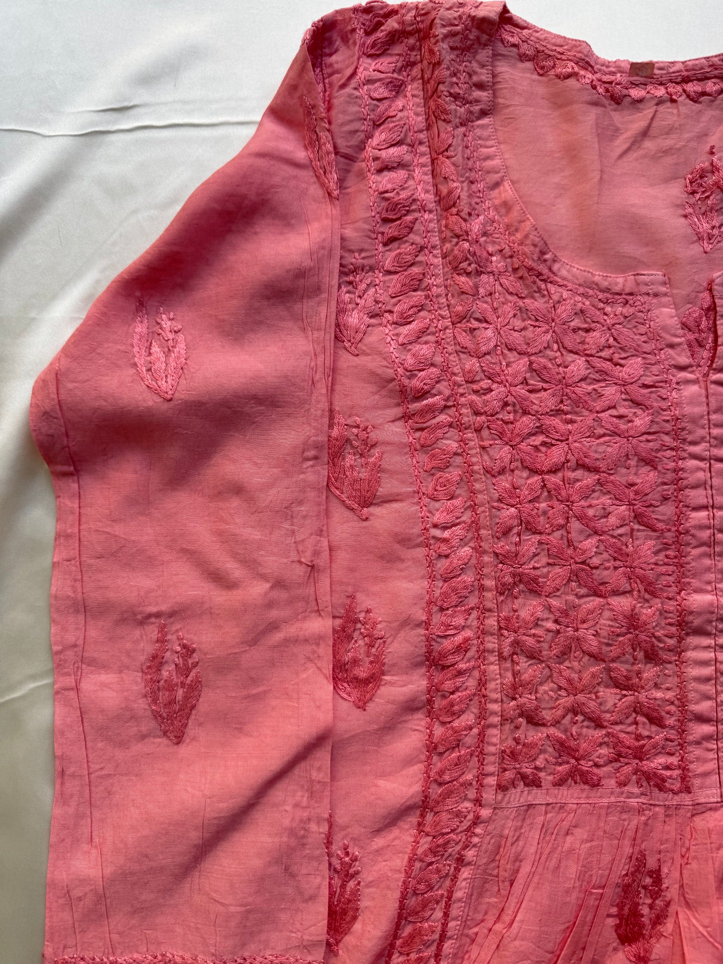 RAESHA Chanderi Cotton Kurti - Peachy Pink