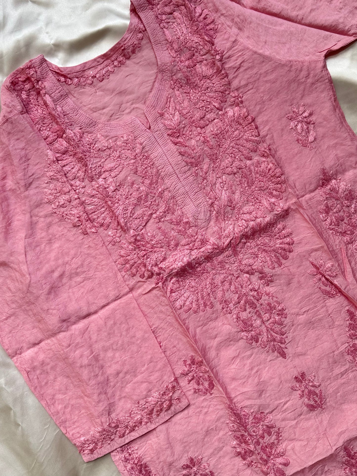 RAESHA Chanderi Cotton Kurti - Peach