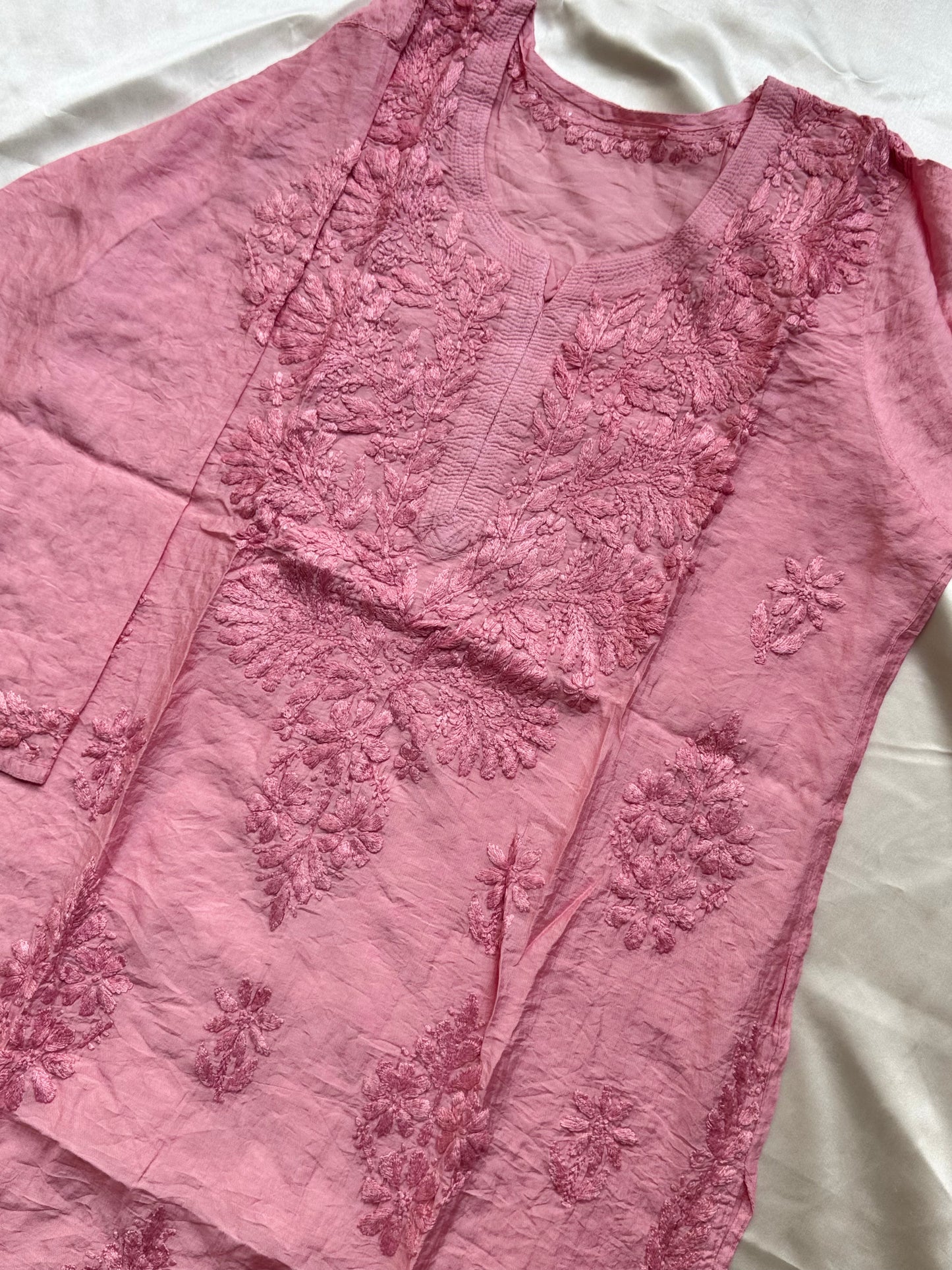 RAESHA Chanderi Cotton Kurti - Peach
