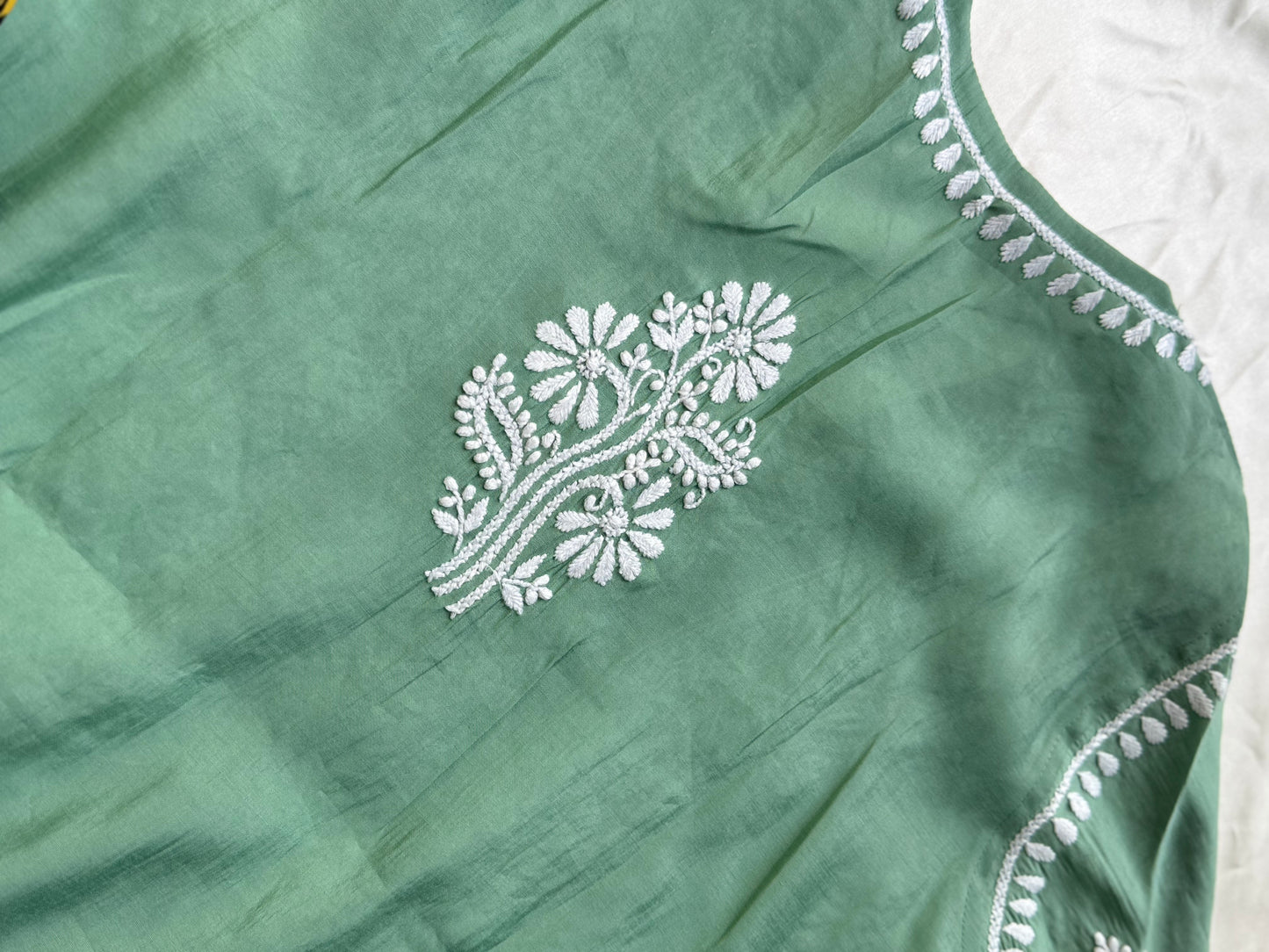 JUHI Soft Chanderi Kurti - Sage Green