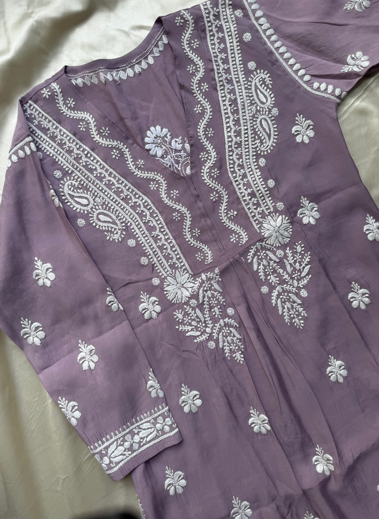 JUHI Soft Chanderi Kurti - Mauve