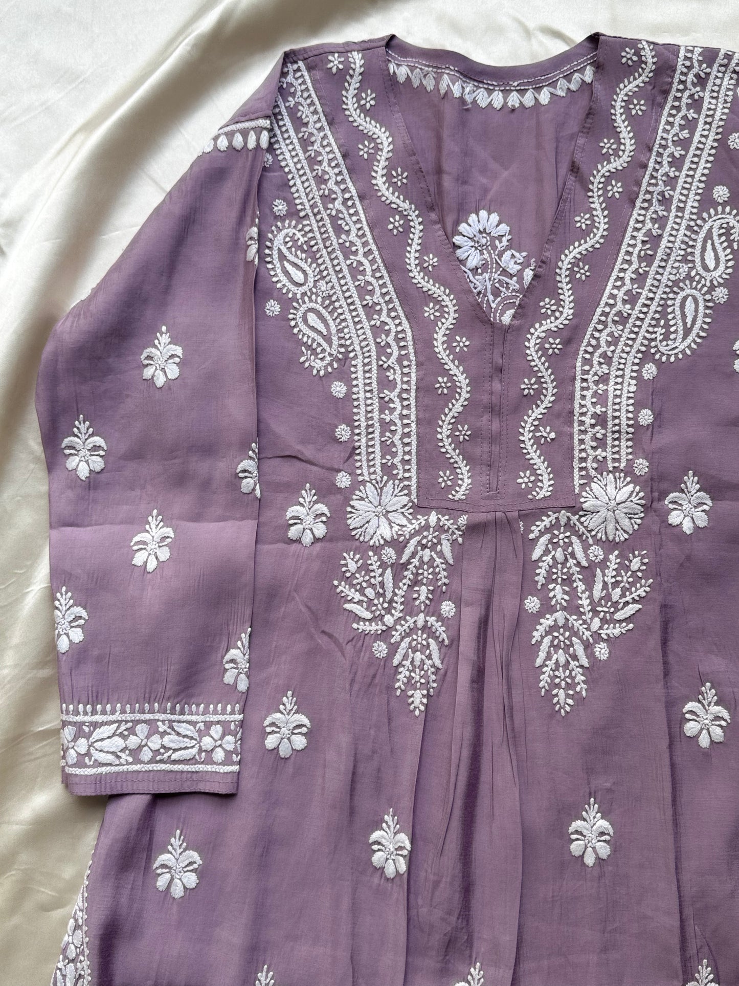 JUHI Soft Chanderi Kurti - Mauve