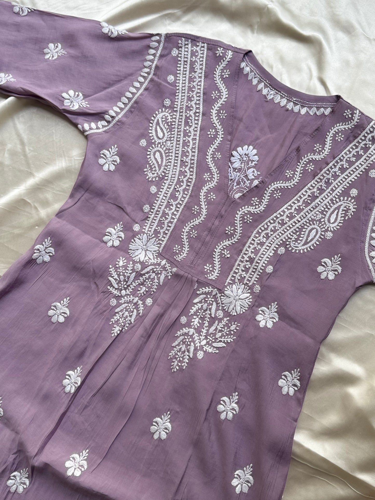 JUHI Soft Chanderi Kurti - Mauve