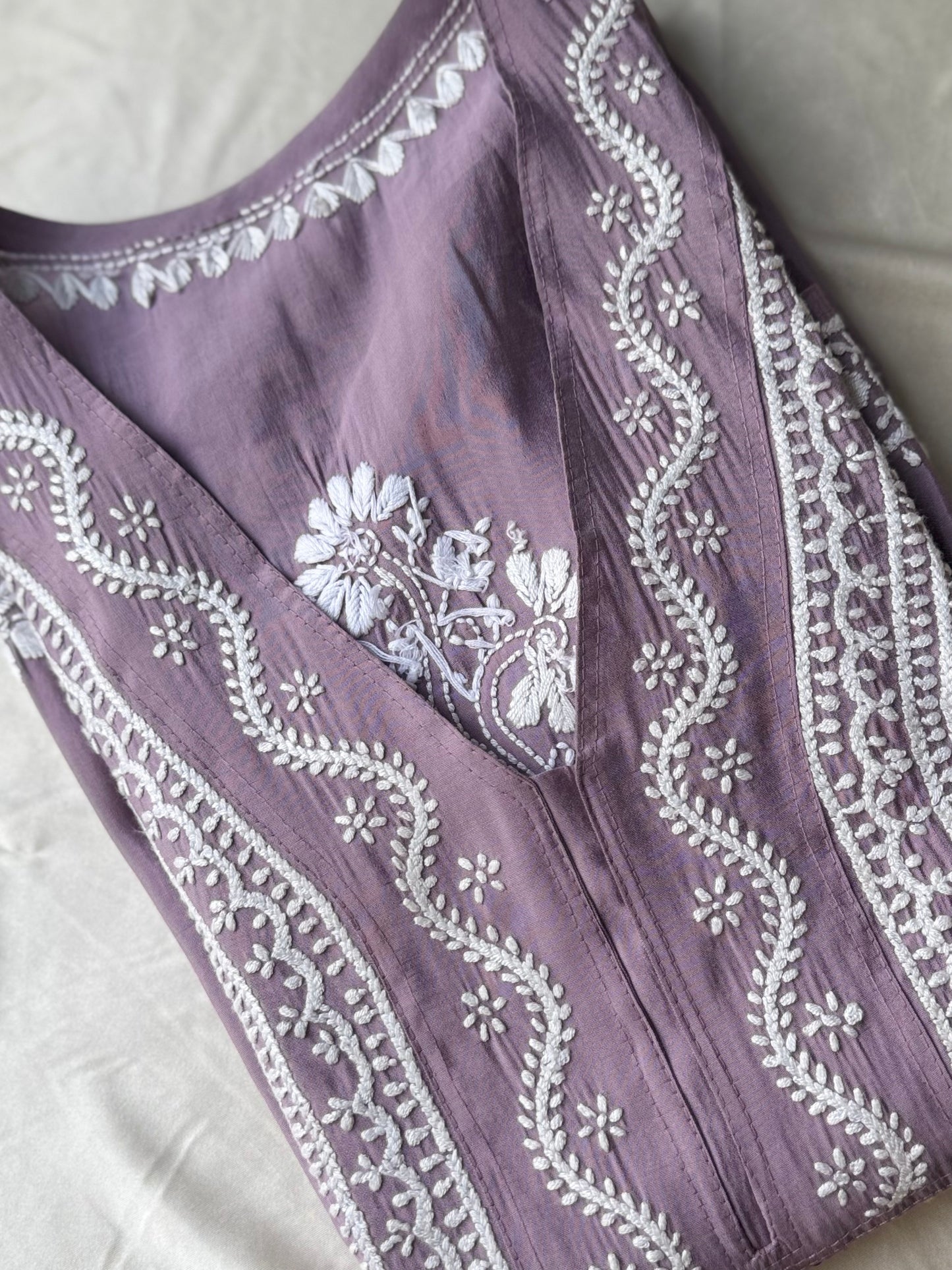 JUHI Soft Chanderi Kurti - Mauve