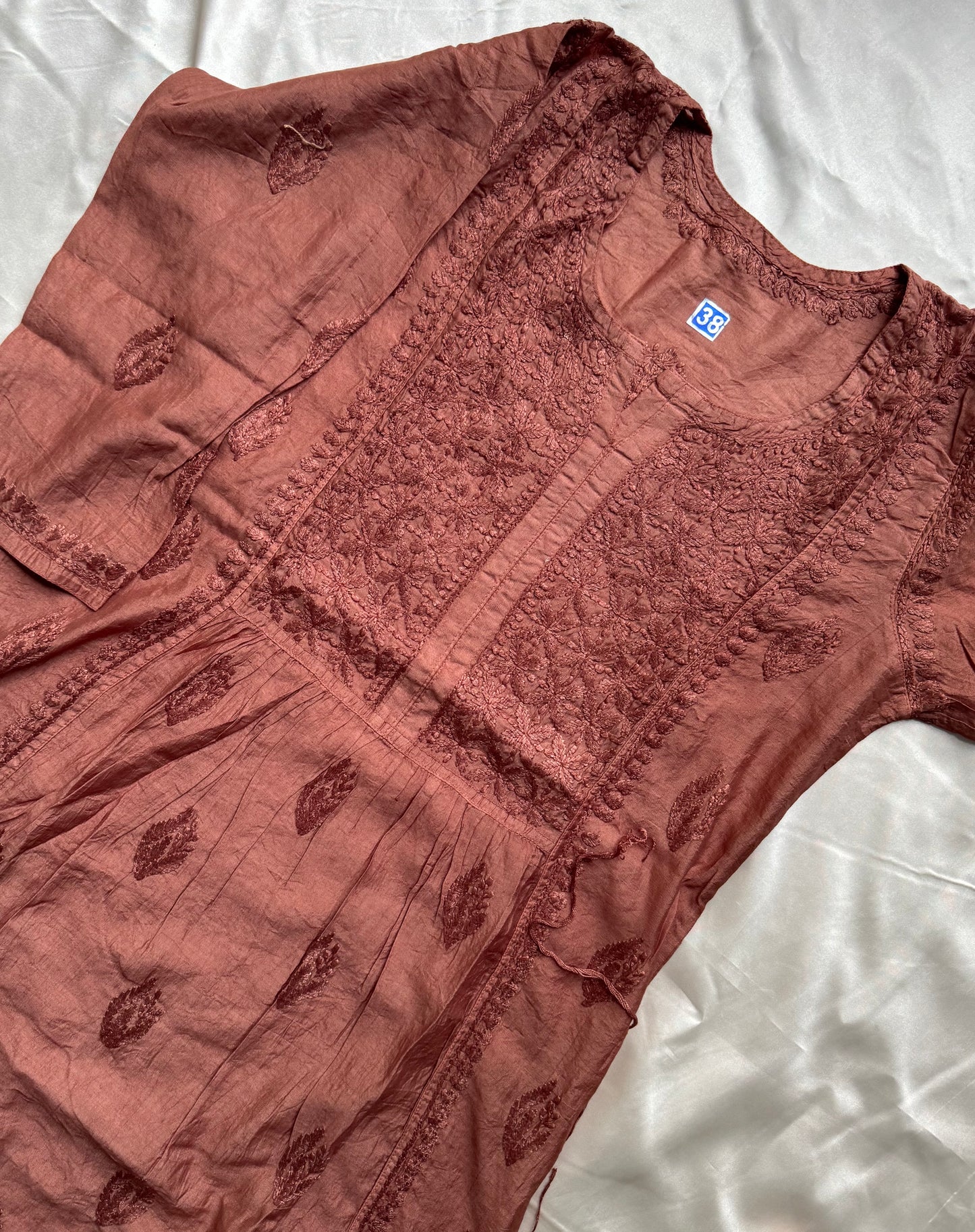 RAESHA Chanderi Cotton Kurti - Cocoa Brown