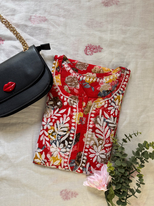 SARA Mul Kurti - Red
