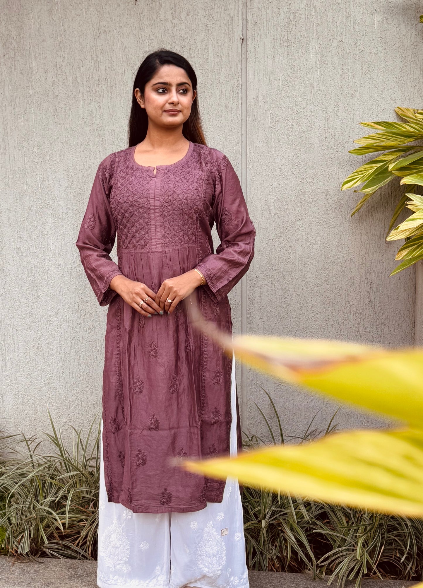 RAESHA Chanderi Cotton Kurti - Brown