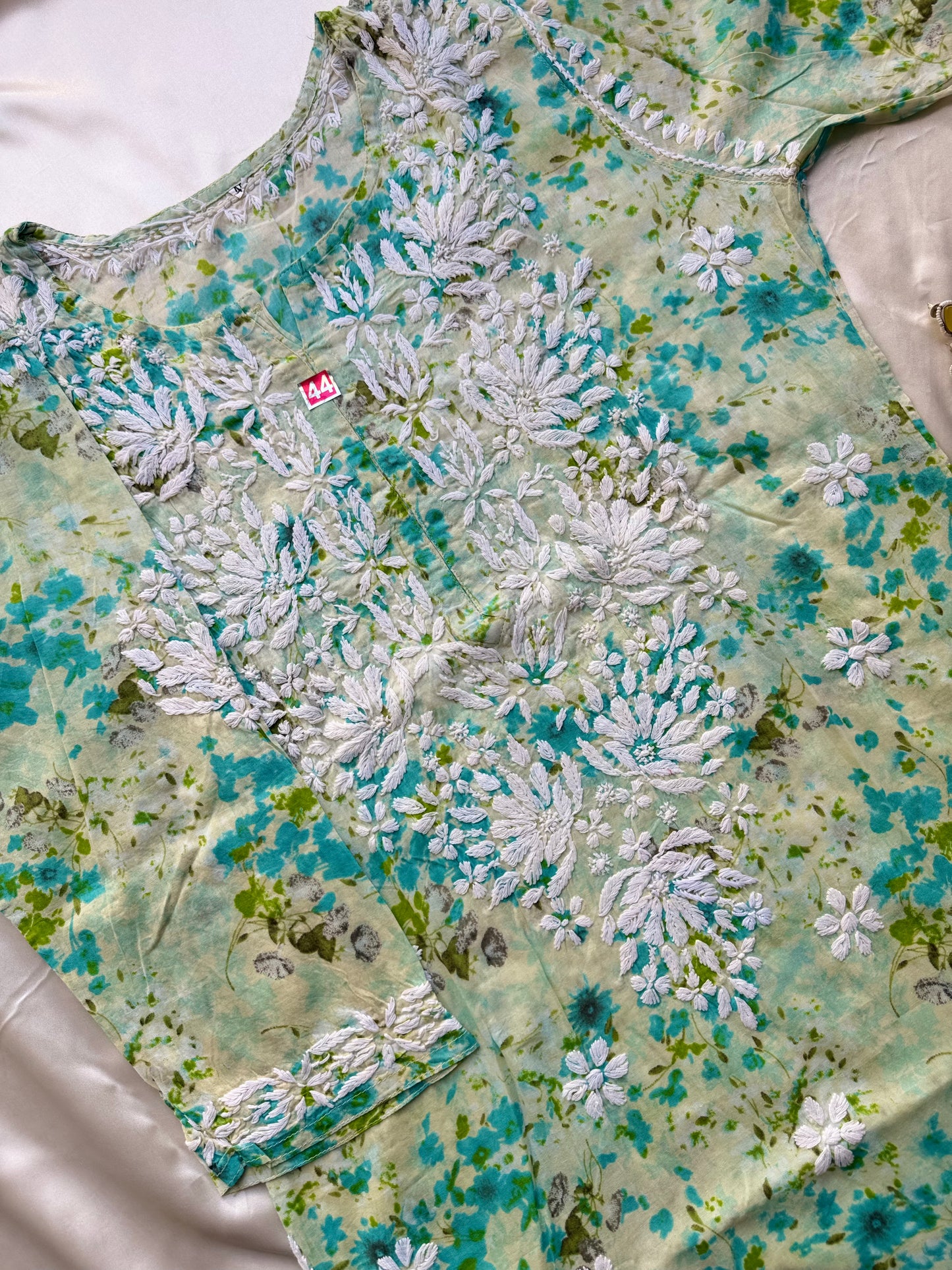 SARA Mul Kurti - Green Floral