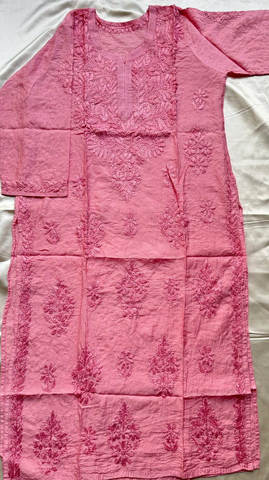 RAESHA Chanderi Cotton Kurti - Peach