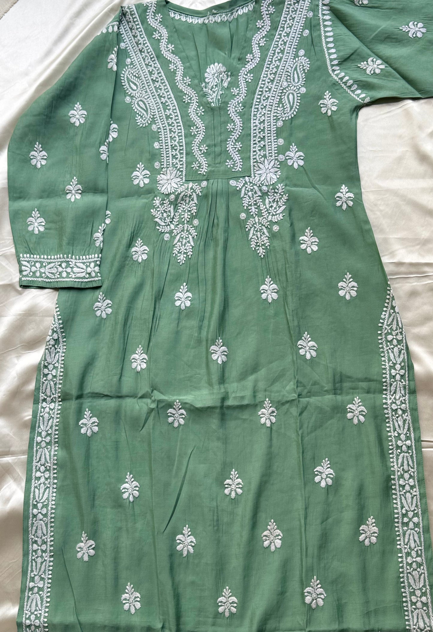 JUHI Soft Chanderi Kurti -  Sage Green