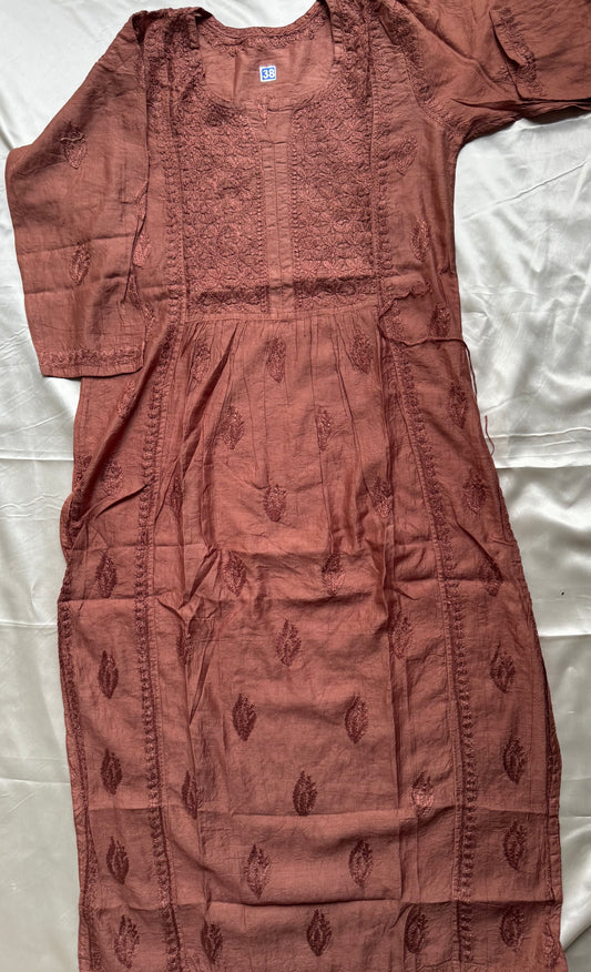 RAESHA Chanderi Cotton Kurti - Cocoa Brown