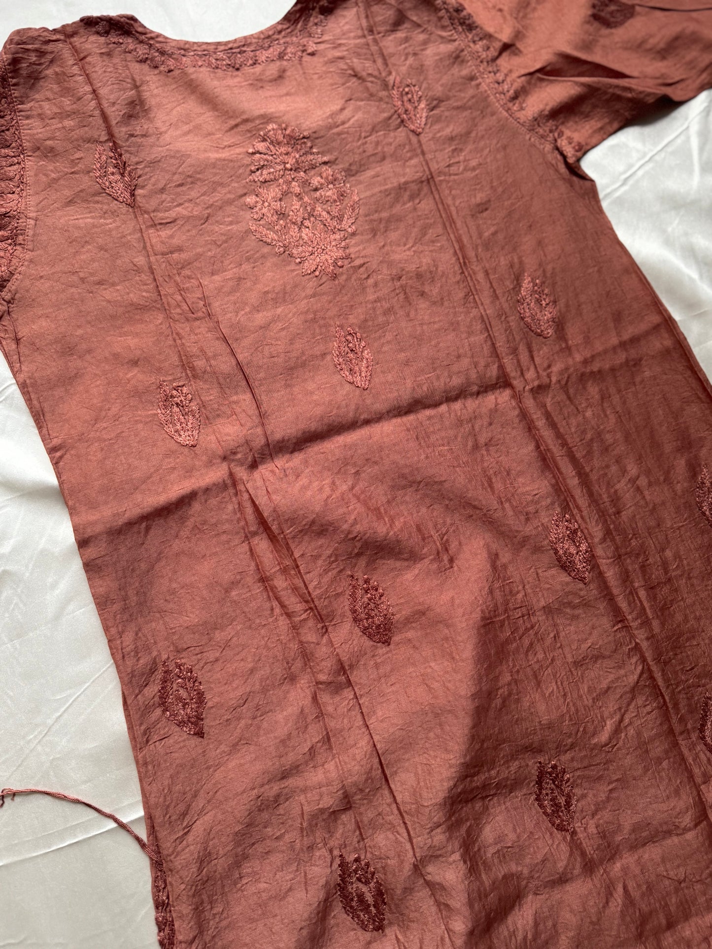 RAESHA Chanderi Cotton Kurti - Cocoa Brown